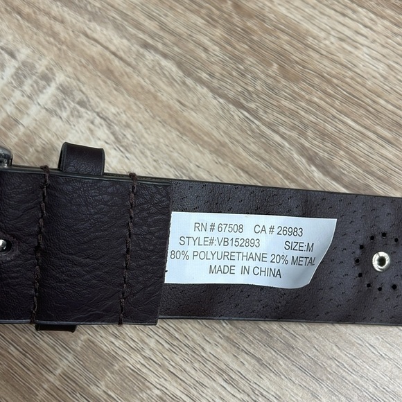 Vince Camuto Brown Vegan Leather Belt Silver Buckle Studded Perforated Design M - Picture 8 of 9